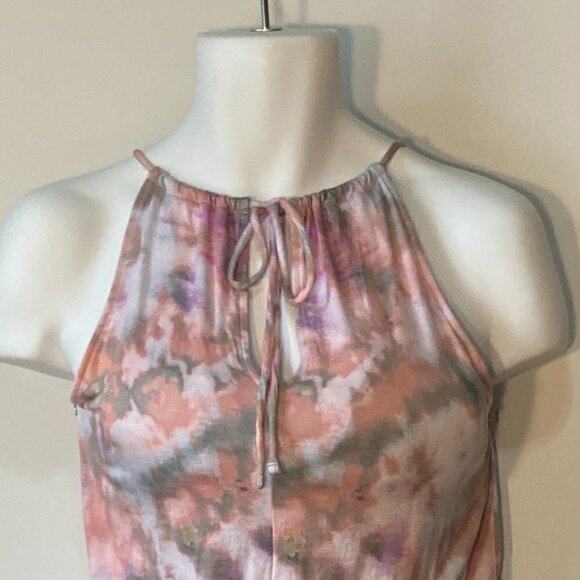 SO SZ L NWT Adjustable halter style multi watercolor print maxi dress - Picture 4 of 7